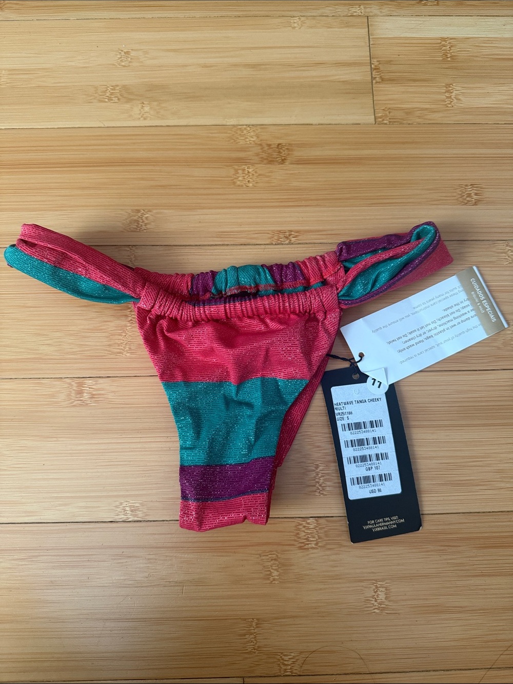 Striped Glitter Bikini Bottom - Pink & Teal